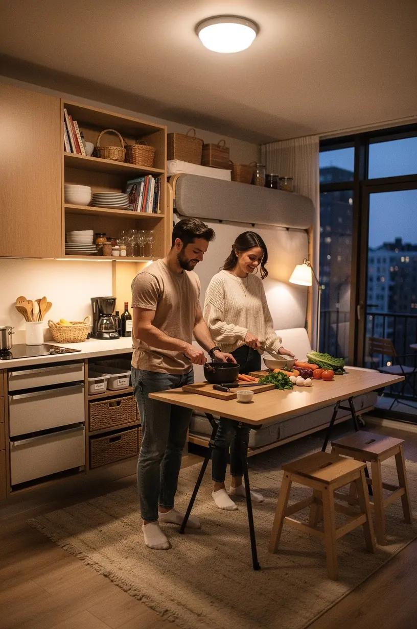 Innovative multifunctional furniture for urban storage solutions.